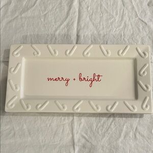 White Rectangular Tray with Red Text The Paper Store Merry Makers